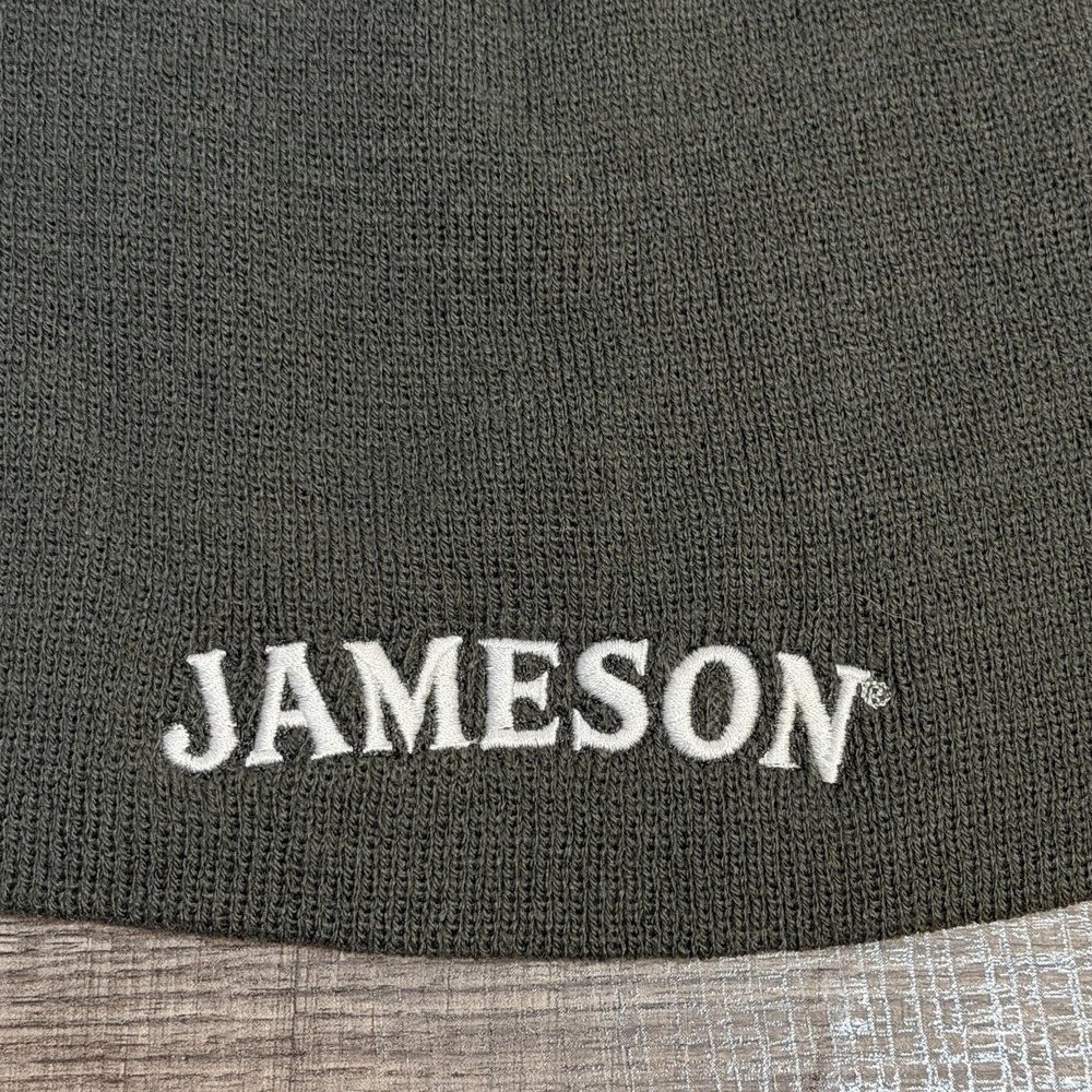 Jameson Irish Whiskey Beanie Knit Cap Hat Grey Gray Embroidered Logo Toboggan - Picture 2 of 3